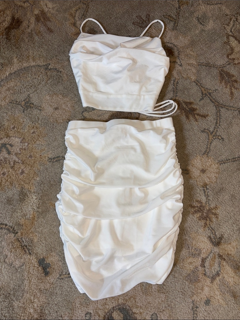 Lulu's White Ruched Two-Piece Mini Dress